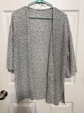 Pink Rose White and Black Polka Dot Open Cardigan